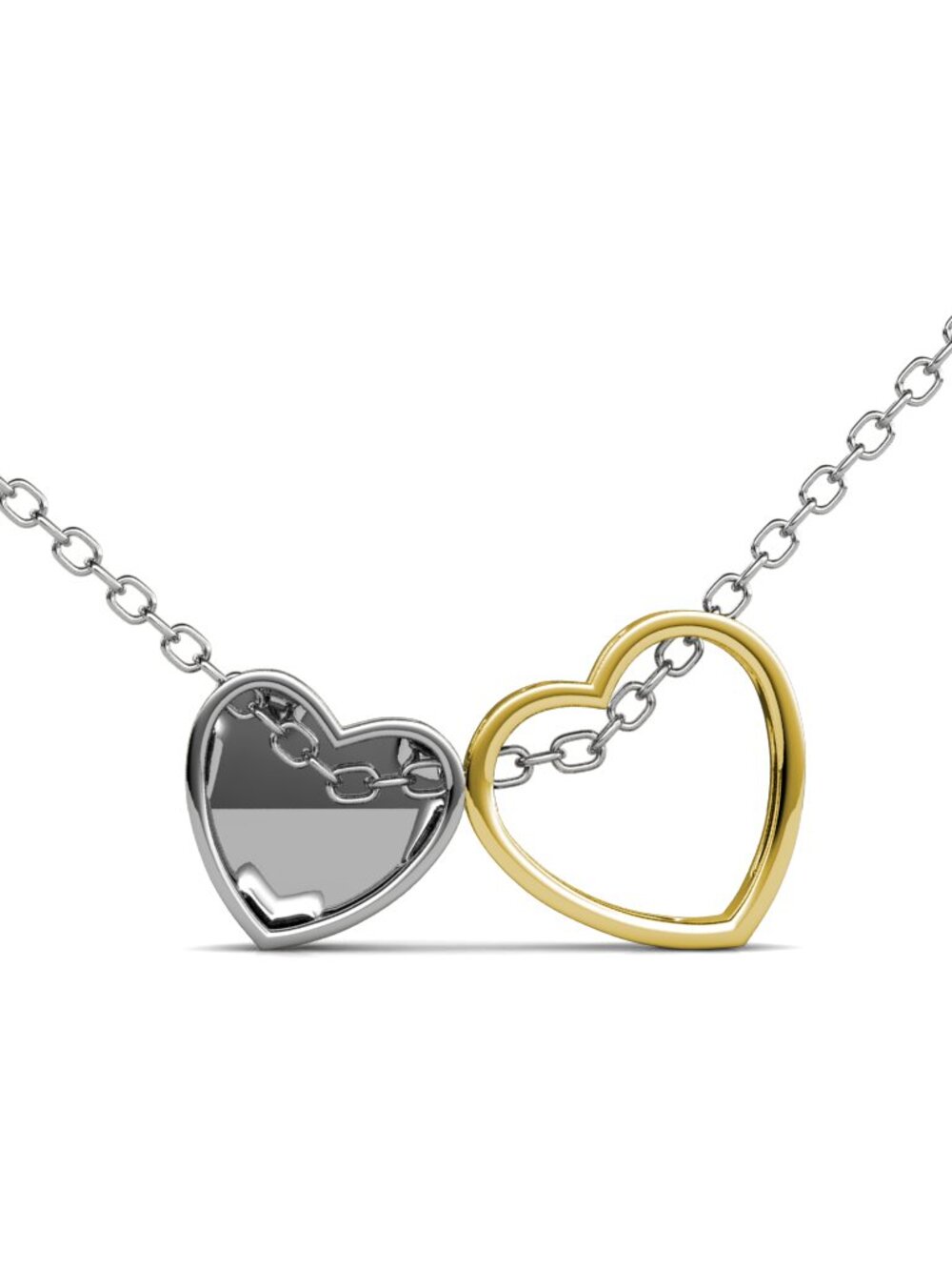 Detachable Two-Tone Heart Pendant Necklace made with Crystals by Swarovski, 17" - Picture 4 of 5